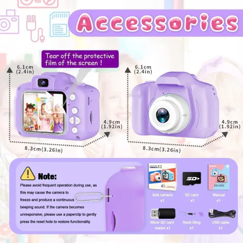 Miniatura 5 de Dylanto - Cámara de selfie infantil de video digital HD, el mejor regalo de cumpleaños para niñas de 3 a 9 años, juguete portátil para niñas de 3