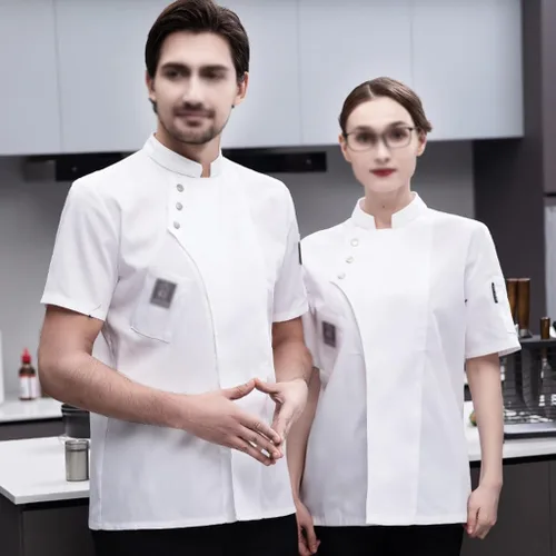 Miniatura 2 de Unisex Chef Coat with Pockets Shirt Uniforms Chef Jacket Chef Uniform Summer for Hotel Kitchen Restaurant