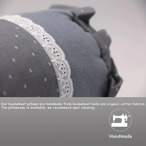 Miniatura 6 de Almohada cervical con relleno de cáscaras de trigo sarraceno para apoyo del cuello y alivio del dolor, almohada cervical cilíndrica para dormir