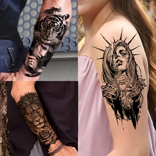 Miniatura 7 de EGMBGM 52 hojas de tatuajes temporales pequeños para niños, niños y niñas, tatuajes tribales de animales, mariposas, anclas, brújulas, pegatinas