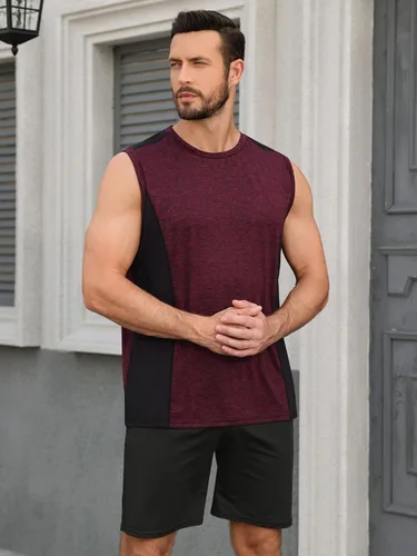 Miniatura 5 de AMVELOP Paquete de 4 camisetas sin mangas de entrenamiento para hombre, de secado rápido, para gimnasio
