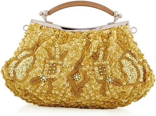 Gionforsy Bolso Flapper de los años 20, bolso de mano de noche para boda, cóctel, baile, fiesta, rugido de los años 20, bolsa de cuentas Gastby