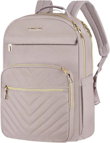 VANKEAN Mochila para laptop de 17.3 pulgadas para mujer, bolsa de trabajo para laptop a la moda con puerto USB, mochilas impermeables, elegantes