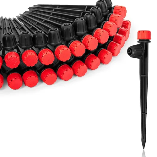 Miniatura 10 de Goteros de riego ajustable Vortex: 20 piezas de forma de ventilador con estaca de flujo de agua para manguera de 1/4 pulgadas, emisores de riego