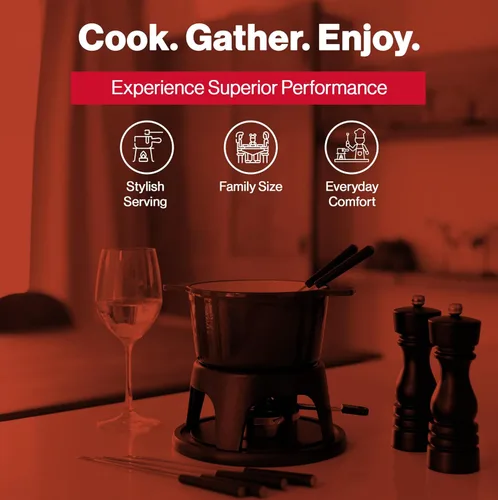 Miniatura 3 de Swissmar Sierra - Juego de fondue de hierro fundido, 1.6 cuartos de galón / 1.6 litros, perfecto para fondues de carne, queso y chocolate, ideal
