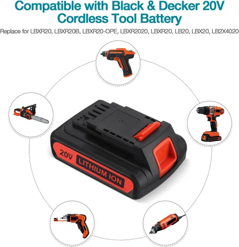 Miniatura 3 de LBXR20 20V 4.0Ah Reemplazo para batería de litio Black and Decker 20V Max LB20 LBX20 LBXR20-OPE LBXR2020-OPE LBXR20B-2 LST220 LST300 20-Volt Max