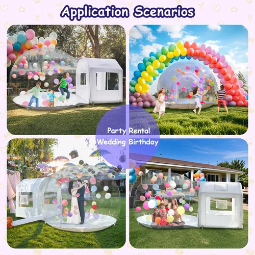 Miniatura 6 de Tienda de campaña inflable de PVC transparente de 10 pies con túnel, cúpula de casa de burbujas inflable, ideal para eventos divertidos y fiestas