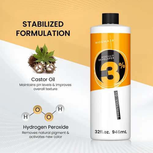 Miniatura 2 de MOEHAIR Desarrollador de color para el cabello 3% de peróxido de hidrógeno, revelador de crema de 10 volúmenes para teñir y decolorar el cabello