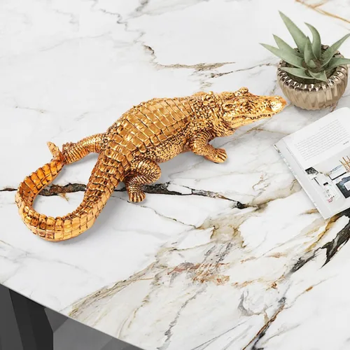 Miniatura 3 de HAUCOZE Estatua de animal de cocodrilo, estatua moderna para decoración del hogar, centro de mesa, regalo para sala de estar, comedor, dormitorio
