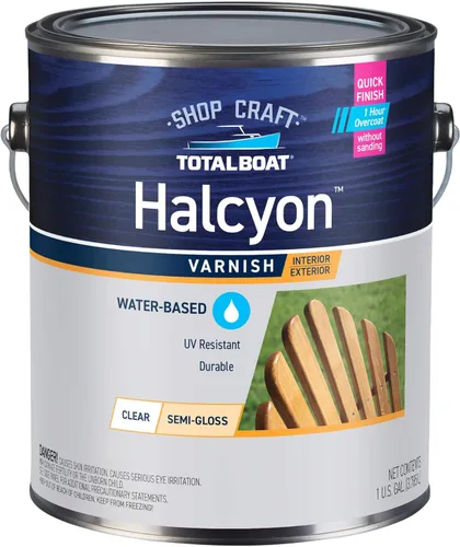 Miniatura 8 de TotalBoat Halcyon - Barniz marino a base de agua Acabado de poliuretano para madera de secado rápido para barcos, muebles de exterior