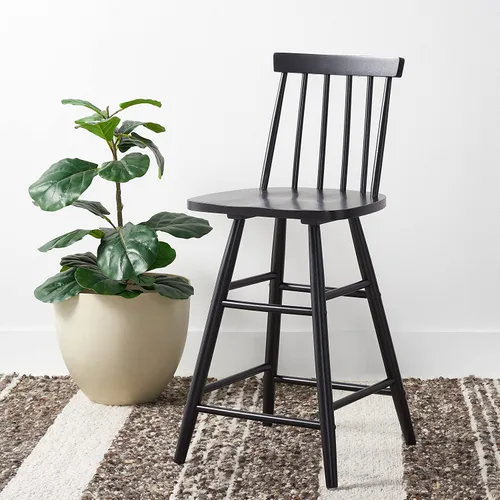 Miniatura 2 de Safavieh Home Collection May Farmhouse - Taburete de madera maciza con husillo negro de 25 pulgadas