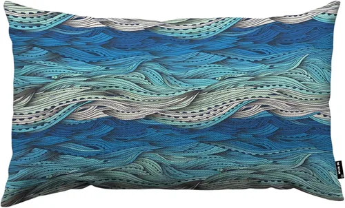 Miniatura 22 de TKS MITLAN Fundas de almohada abstractas con ondas 18 x 18 pulgadas, fundas de almohada decorativas con gradiente azul de agua de mar, ondas