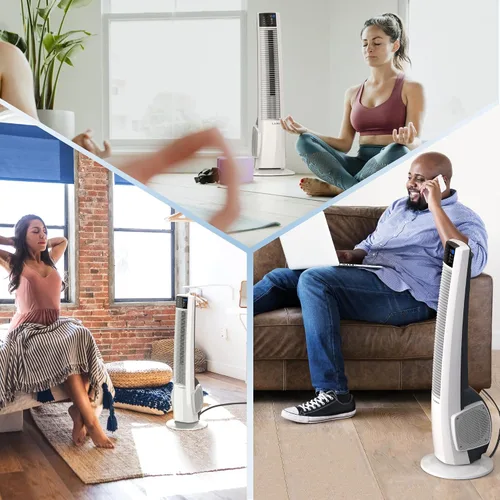 Miniatura 7 de Lasko Ventilador de torre oscilante con control remoto, ventilador de torre para dormitorio y oficina, 4 velocidades silenciosas, 38 pulgadas