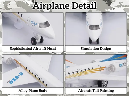 Miniatura 2 de Crelloci Avión de juguete Single Airlines fundido a presión modelo G650 de avión, aleación de metal, aviones con luces y sonidos para niños y niñas