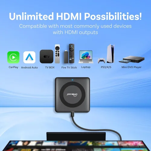 Miniatura 4 de Ottocast Car TV Mate Max - Convertidor de Fire TV Stick 2025 con CarPlay Android Auto, HD HDMI Adaptador de coche para emitir video/juego a coche