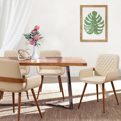 Miniatura 20 de LUNLING Sillas de Comedor Modernas de Mediados de Siglo de Cuero Sintético, Sillas con Asiento Tapizado y Patas de Metal, Silla de Cocina de Cuero
