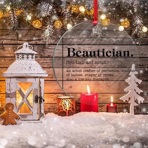 Miniatura 5 de Adorno de definición de sustantivo esteticista para decoración de árbol de Navidad, definición de esteticista, novedad, adorno de Navidad acrílico