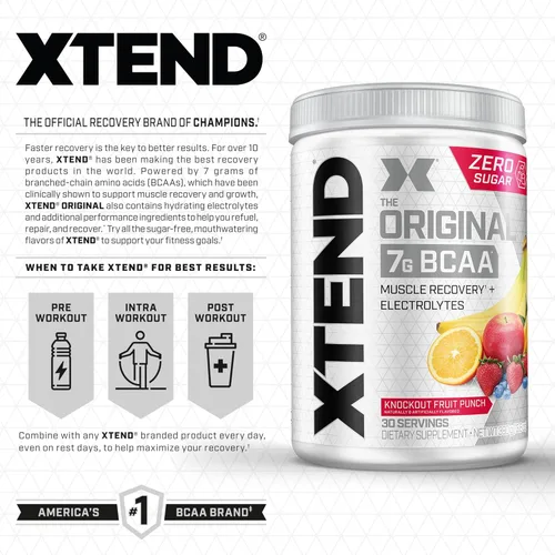 Miniatura 4 de Paquete de preentrenamiento y BCAA de Cellucor, polvo Original C4 de preentreno, ponche de frutas, 30 porciones + XTEND BCAA en polvo, ponche