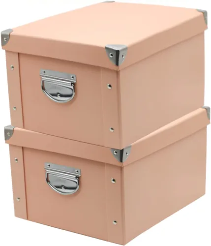 Miniatura 14 de GUOZI Caja de almacenamiento plegable, caja de memoria decorativa con tapa y esquinas reforzadas de metal, caja de regalo organizadora para 2