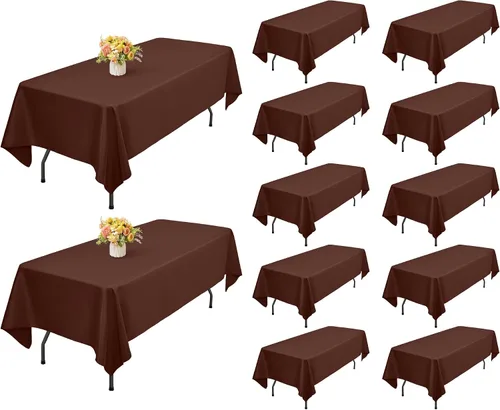 Miniatura 112 de Showgeous Paquete de 4 manteles rectangulares de poliéster de 60 x 102 pulgadas, resistentes a las arrugas, lavables, para bodas, mesas de comedor