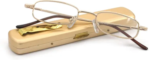 Miniatura 14 de Gafas de lectura de metal portátiles ligeras con estuche de bolsillo para hombres y mujeres