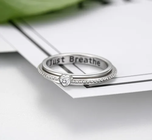 Miniatura 4 de Step Forward Anillo Fidget de Plata de Ley 925 con Spinner para Ansiedad para Mujeres - Regalos de Joyería para Aliviar la Preocupación