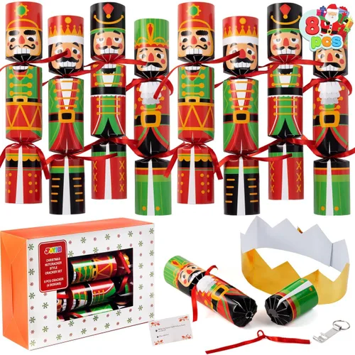 JOYIN 8 piezas de recuerdos de fiesta de Navidad sin enganches, lindos regalos divertidos de diseño de Navidad para niños, incluye sombrero de