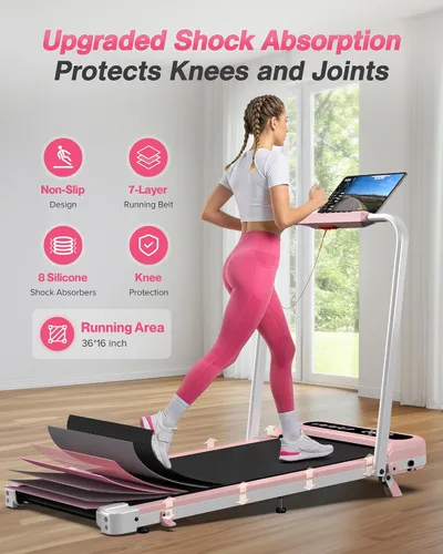 Miniatura 7 de WELLFIT Caminadora plegable con inclinación, capacidad de 320 libras, caminadora para caminar con barra de agarre, caminadoras portátiles