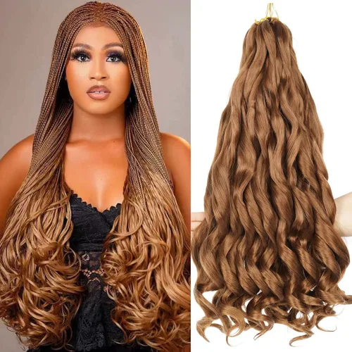 Miniatura 37 de WIPPORYA Cabello Rizado Francés para Trenzar de 24 Pulgadas, 6 Paquetes de Cabello Ondulado Suelto Elástico para Crochet Pre-Estirado 3.53