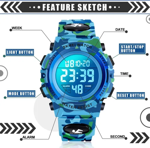 Miniatura 2 de ATIMO Reloj deportivo digital impermeable LED 50M para niños - Regalos para niños