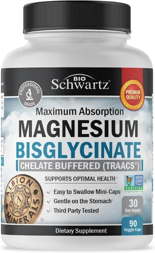 Bisglicinato de magnesio 100% quelato sin efecto laxante - Máxima absorción y biodisponibilidad, totalmente reaccionado y tamponado - Apoyo para