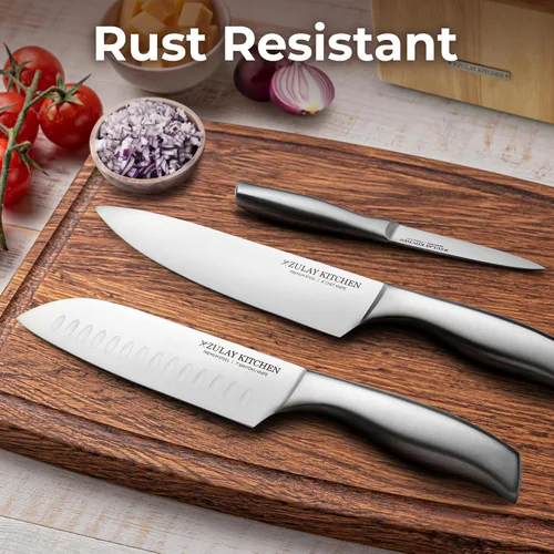 Miniatura 5 de Zulay - Juego de cuchillos de cocina de acero inoxidable de 15 piezas con afilador integrado, cuchillos ultra afilados y resistentes al óxido