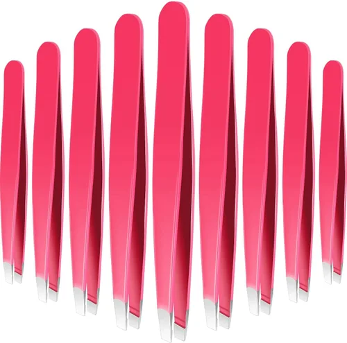 Miniatura 14 de Mudder Juego de 12 pinzas para cejas para cabello facial, pinzas de punta inclinada de acero inoxidable a granel para hombres y mujeres (multicolor)