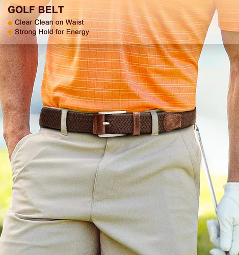 Miniatura 2 de BULLIANT Cinturón para hombre, paquete de 2, elástico, trenzado, para regalo, para pantalones de mezclilla de golf, 1 38 pulgadas