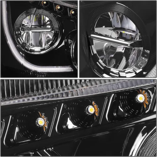 Miniatura 5 de DNA MOTORING HL-HAY-037-BK Par de Faros con LED DRL Secuencial de Señal de Giro con Reflector Compatible con Kenworth T680 13-21, Cromo/Negro