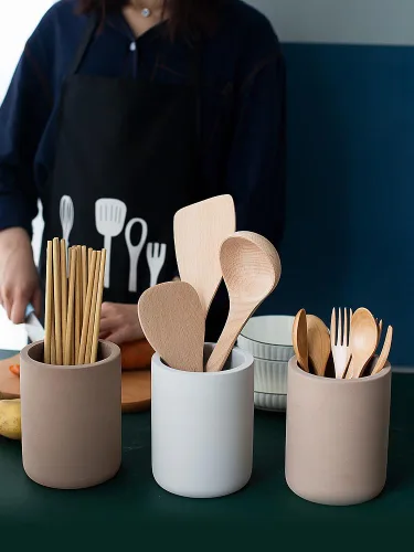 Miniatura 3 de Selegna Soporte de utensilios de secado instantáneo para encimera de cocina, organizador de utensilios de cocina de piedra de diatomita, organizador