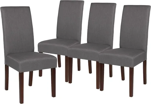 Miniatura 24 de Flash Furniture Greenwich Series Black LeatherSoft - Silla de comedor Parsons de mediados de siglo con parte trasera tapizada