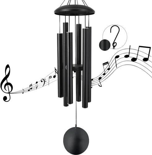 Miniatura 8 de ASTARIN Campanillas de viento conmemorativas para exteriores, 36 pulgadas con 6 tubos pesados, tono profundo para decoración colgante de jardín