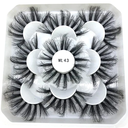Miniatura 7 de 5 pares de pestañas postizas de visón 3D de 0.98 pulgadas a granel, con caja personalizada, pestañas postizas naturales finas al por mayor (ML-07)