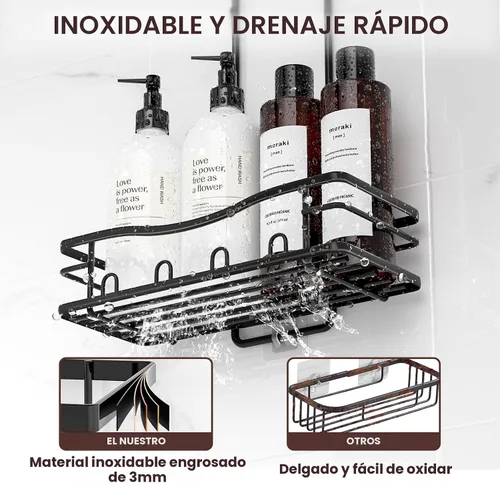 Miniatura 6 de REINHARDT Organizador de ducha colgante, organizador de ducha a prueba de óxido, organizador de ducha anti-balanceo sobre el cabezal de ducha