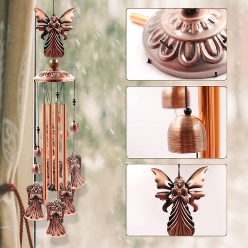 Miniatura 4 de Campanillas de viento para exteriores en liquidación, Ukulork Angel campanilla de viento de tubo de aluminio con gancho en S, decoración de patio