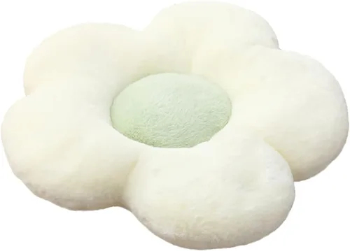 Miniatura 8 de Almohada de flor linda de felpa, cojín de suelo, cojín de ocio, cojín de automóvil, decoración de habitación (23.6 in, marrón/blanco)