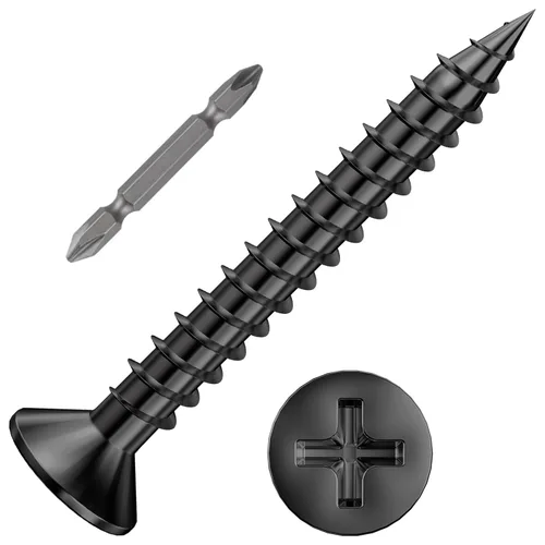 Miniatura 15 de Wensilon (300 piezas) #8x1 Tornillo de madera negro rápido metal autorroscante cabeza plana