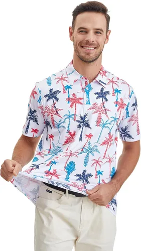 Miniatura 2 de APTRO Men's Hawaiian Polo Shirts Short Sleeve Moisture Wicking Tropical Golf Shirt Dry Fit