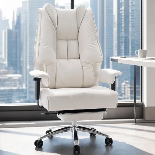 Miniatura 24 de EXCEBET Silla de oficina grande y alta con reposapiés, silla de oficina ejecutiva de piel sintética con respaldo alto, 400 libras, sillas Blanco