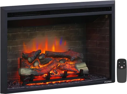 Miniatura 8 de PuraFlame - Inserto eléctrico de chimenea occidental con sonido crepitante de fuego, control remoto, 750/1500 W, negro, 22 53/64 pulgadas de ancho x