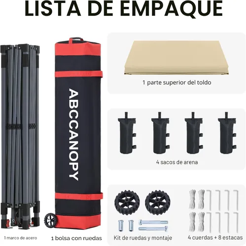 Miniatura 9 de ABCCANOPY Tienda de campaña desplegable de 10 x 10, refugio instantáneo de fácil instalación con bolsa con ruedas, toldo resistente al aire libre