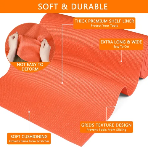 Miniatura 3 de Forro de espuma para caja de herramientas de 1/8 pulgada de espesor x 24 pulgadas de ancho x 24 pies de largo, naranja, antideslizante para proteger
