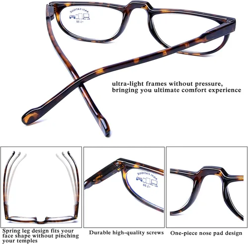 Miniatura 5 de AQWANO Half Frame Readers Computer Reading Glasses Blue Light Blocking Lightweight