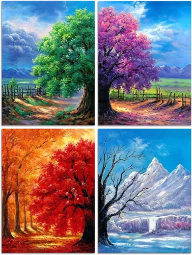 Miniatura 12 de Muzagroo Art Paquete de 4 Kits de Pinturas de Diamantes para Adultos Arte de Diamantes 5D DIY con Diamantes Redondos de Perforación Completa